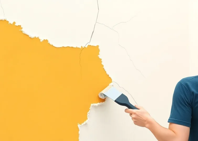 Ponçage et rebouchage des fissures avant mise en peinture