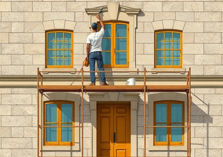 Ravalement de façade en pierre, nettoyage et application d'enduit